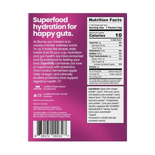 Blume Acai Pomegranate Superbelly Powder 7 Packets 0.14oz each