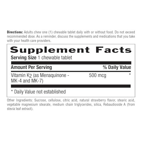 Country Life K2 Complex, 500 Mcg, 60 Chewable Tablets