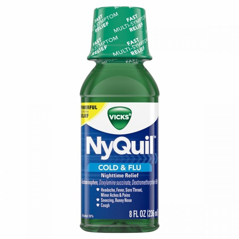 Vicks NyQuil Cold & Flu Nighttime Relief Liquid, 8 Fl Oz