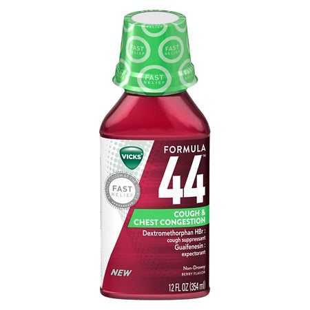 Vicks Formula 44DM Cough & Chest Congestion Syrup Berry - 12 Fl Oz