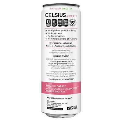 Celsius Sparkling Kiwi Guava Fitness Drink, Zero Sugar, 12 fl oz