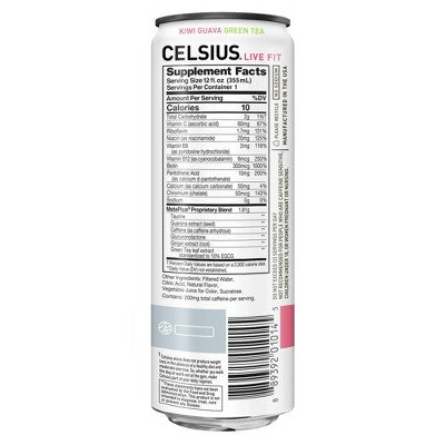 Celsius Sparkling Kiwi Guava Fitness Drink, Zero Sugar, 12 fl oz