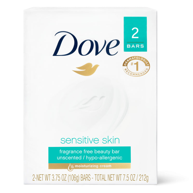Dove Sensitive Skin Beauty Bar Soap, Fragrance Free, 3.75 oz