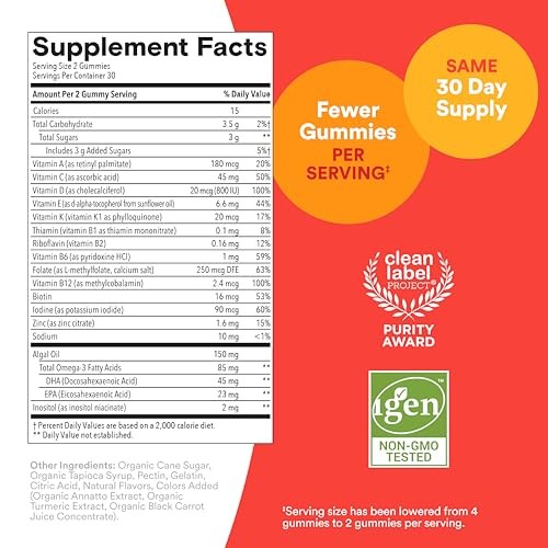 SmartyPants Kids Plus Multivitamin & Omegas Gummies with Vitamins C, D3, B12 & Zinc - 60ct