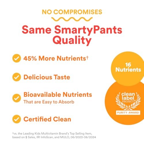 SmartyPants Kids Plus Multivitamin & Omegas Gummies with Vitamins C, D3, B12 & Zinc - 60ct