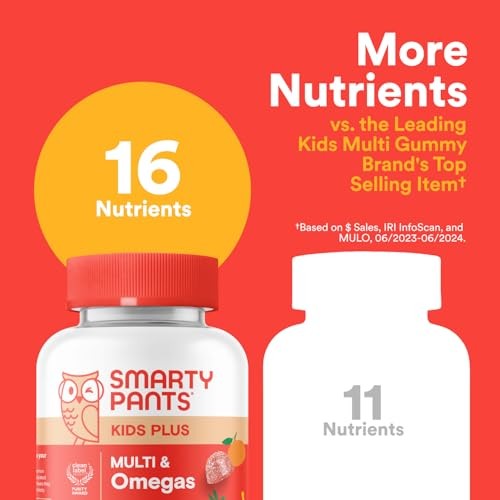 SmartyPants Kids Plus Multivitamin & Omegas Gummies with Vitamins C, D3, B12 & Zinc - 60ct