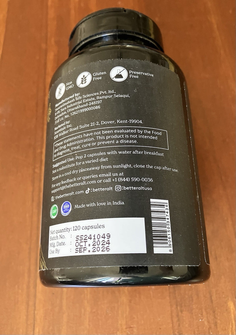 Better Alt Shilajit Sea Moss TA Ashwagandha 92 Minerals Supplement 120 Serving