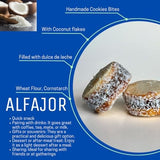 Manso Bakery Alfajor Sandwich Cookie Bite Filled with Dulce De Leche and Coconut Flakes, 20 ct