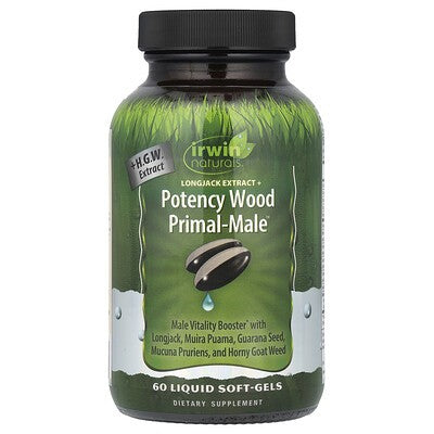 Irwin Naturals Longjack Extract+ Potency Wood Primal-Male Supplement Vitamin 60 Softgels