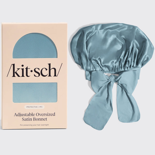 Kitsch Adjustable Oversized Satin Bonnet Haze Blue