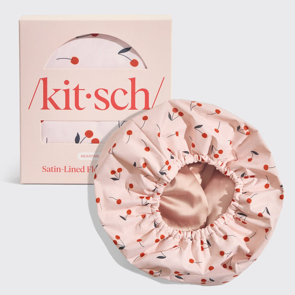 Kitsch Luxury Shower Caps for Women Reusable Waterproof Cherry Print