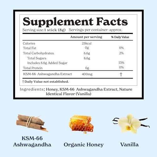 Betteralt KSM-66 Ashwagandha Honey Sticks For Relaxation and Focus 30 Sticks