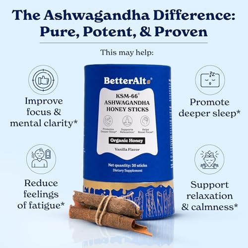 Betteralt KSM-66 Ashwagandha Honey Sticks For Relaxation and Focus 30 Sticks
