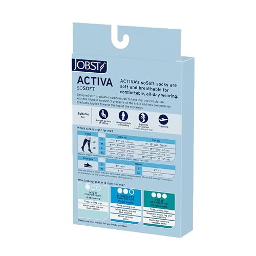 Jobst ACTIVA SoSoft 20-30 MmHg Compression Socks Knee High Closed Toe, Ribbed Design, Sand, Medium