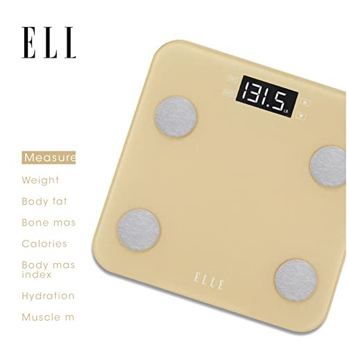 Elle Digital Body Weight Scale with BMI Analyzer, Gold, 400 lb Capacity
