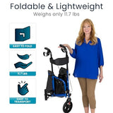 Vive 3 Wheel Walker Rollator Lightweight and Foldable with Seat, Brakes and Wheels