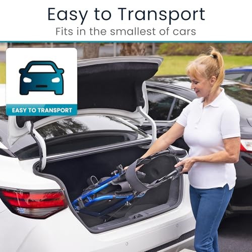 Vive 3 Wheel Walker Rollator Lightweight and Foldable with Seat, Brakes and Wheels