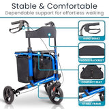 Vive 3 Wheel Walker Rollator Lightweight and Foldable with Seat, Brakes and Wheels