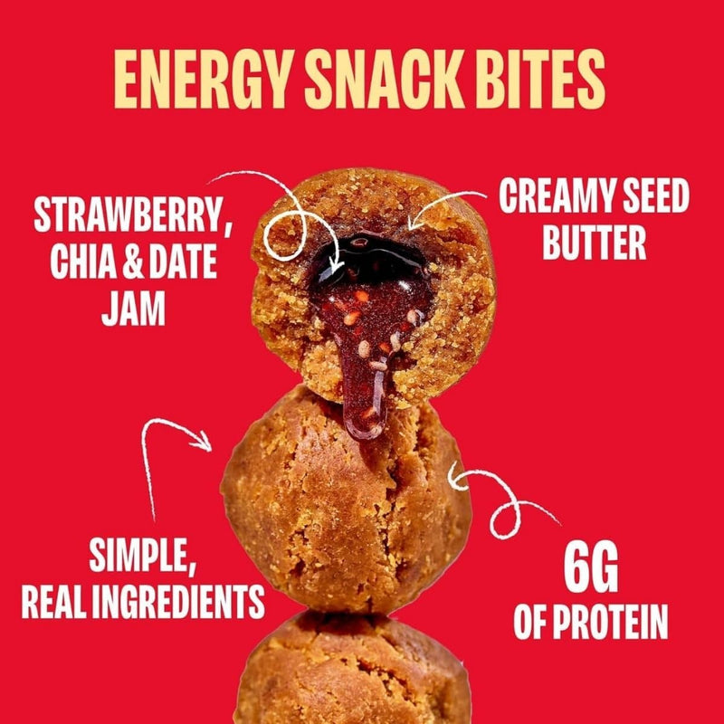 Chia Smash Protein Superfood Snack Bites Sunflower Butter + Strawberry Jam, 5 Bites