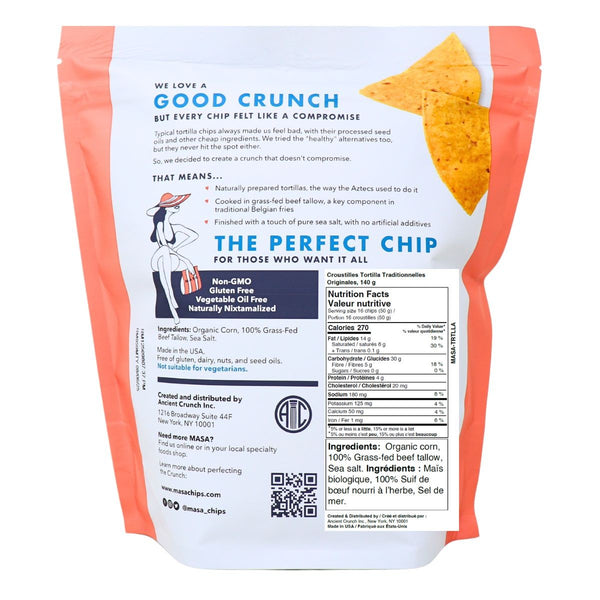 Ancient Crunch Masa Traditional Tortilla Chips Original, 140g