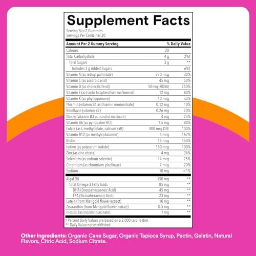 SmartyPants Teen Girl Plus Multivitamin & Omegas Gummies with Vitamin C, D3, B12 & Zinc Mango Orange 60ct