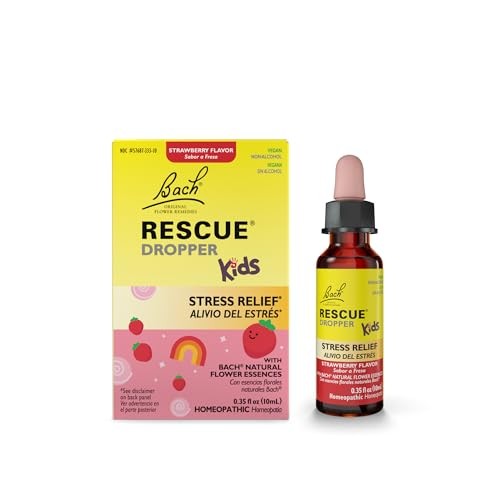 Bach, Rescue® Dropper Kids, Stress Relief, for Ages 2 & up, Strawberry, 0.35 Fl Oz (10 Ml)