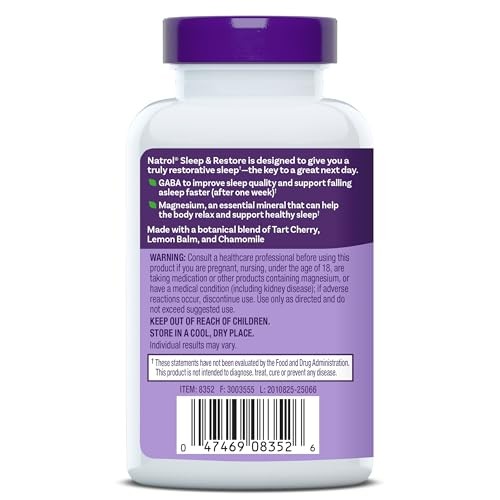Natrol, Sleep & Restore, Melatonin Free, 60 Capsules