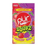 PUR Jumbo SOURZ Gum | Aspartame Free Chewing Gum | 100% Xylitol | Natural Flavor | Sour Strawberry, Sour Grape, 20 Pieces (Pack of 1)