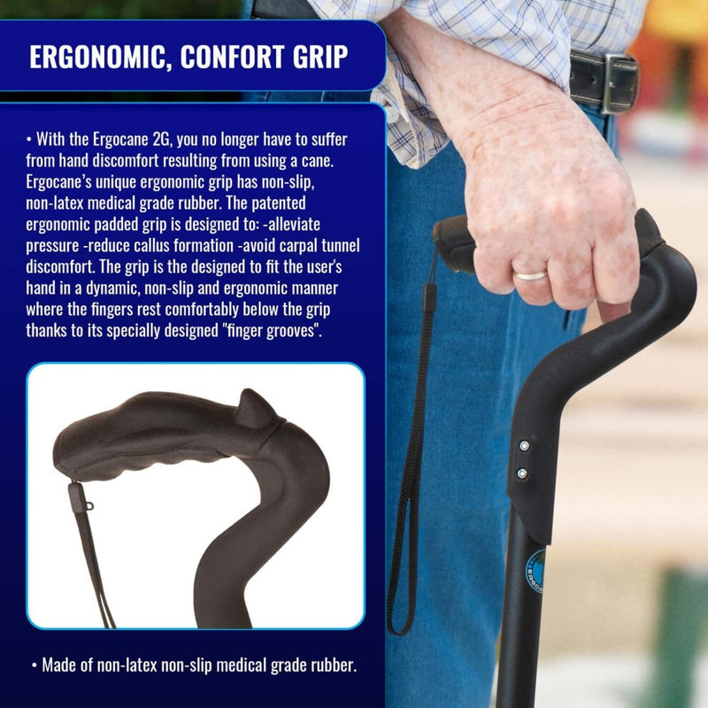 Ergoactives Ergocane 2G Shock-Absorbing Adjustable Walking Cane