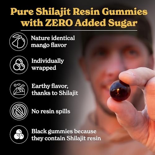 Betteralt Himalayan Pure Shilajit Gummies - 85+ Trace Minerals for Energy & Immunity Mango 60 Gummies
