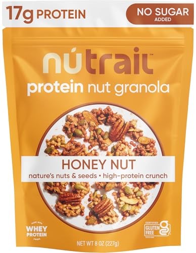 NuTrail 17g Protein Nut Granola Cereal, Honey Nut, No Sugar Added, 8 Oz.