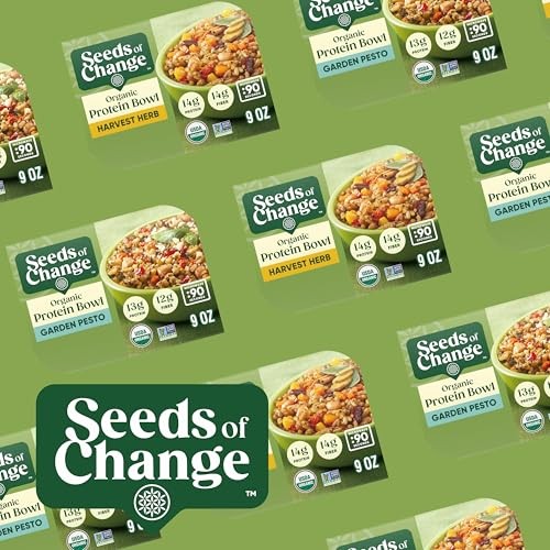 SEEDS of CHANGE Organic Protein Bowl Garden Pesto, Prepared Entrée, Microwave in 90 Seconds, 9 Oz