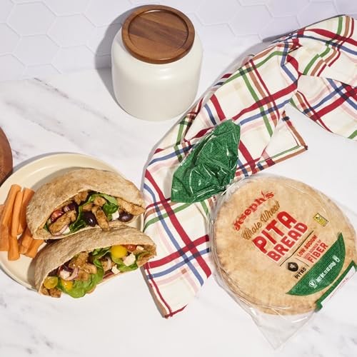Joseph's Bakery Whole Wheat Pita Bread, 1-Pack, Fresh Baked 4 Pitas per Pack, 11oz.