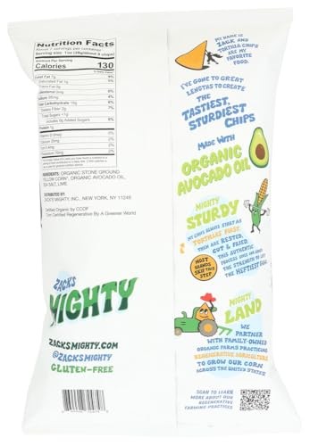 Zack's Mighty Organic Avocado Oil Tortilla Chips, Sea Salt 7.5 Oz Bag