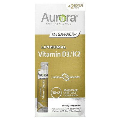 Aurora Nutrascience Liposomal Vitamin D3/K2, 20 ml Packets, 32 ct