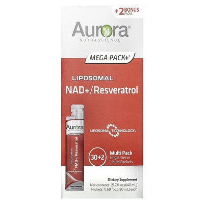 Aurora Nutrascience Liposomal NAD+/Resveratrol, 20 ml Packets, 32 ct