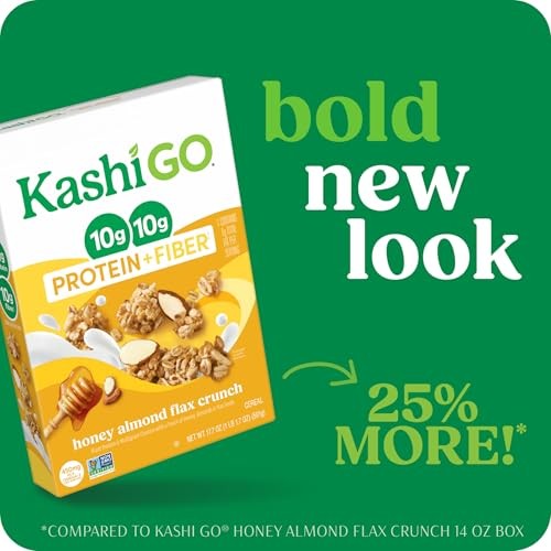 Kashi, GO, Protein + Fiber, Honey Almond Flax Crunch Cereal, 17.7 Oz