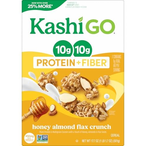 Kashi, GO, Protein + Fiber, Honey Almond Flax Crunch Cereal, 17.7 Oz