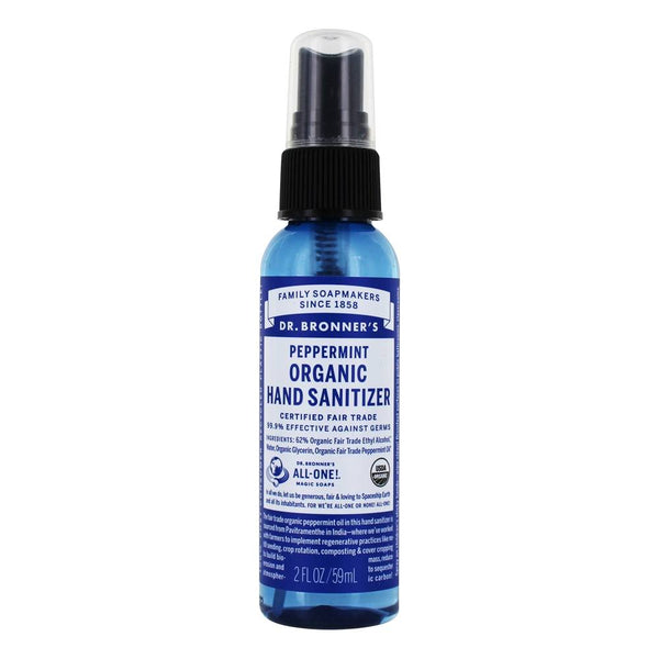 Dr. Bronners Certified Organic Body Care Peppermint Organic Hand Sanitizing Spray  2 Fl. Oz