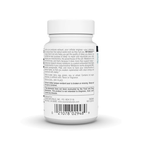 Source Naturals MitoNight™ with Melatonin, Evening Care for Mitochondrial Repair* - 30 Capsules