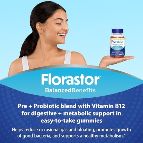 Florastor Digestive and Metabolic Support Probiotic Blend Gummies Peach Lemonade 56 Vegetarian Gummies