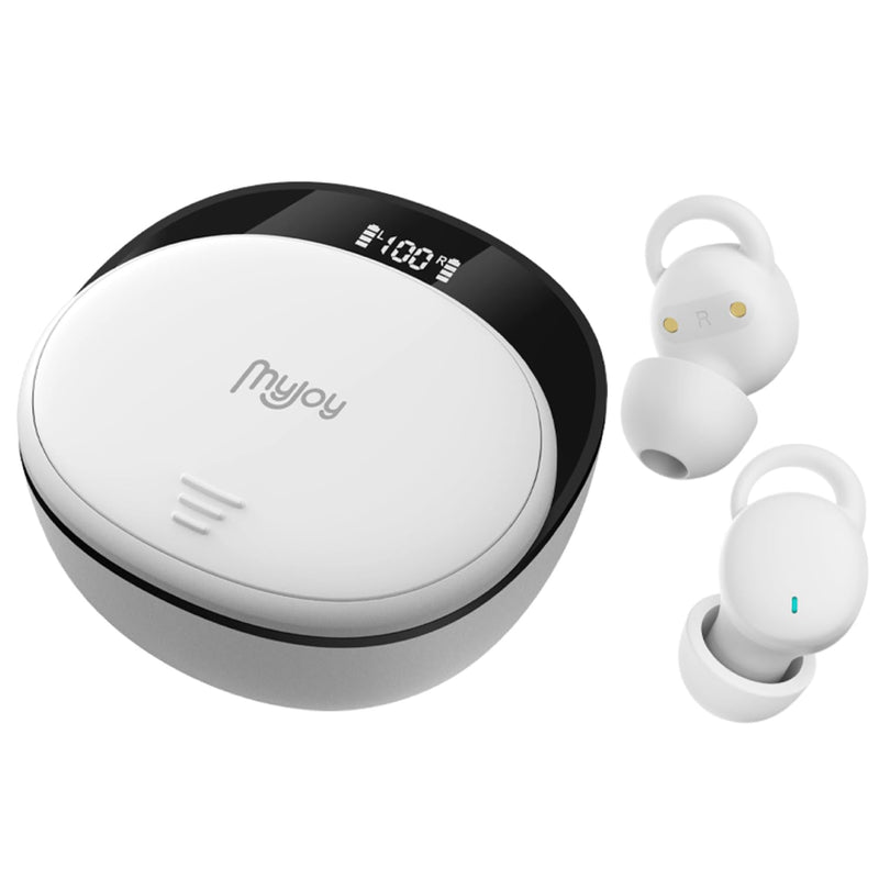 MyJoy My Joy Invisible Wireless Earbuds, Noise-Reducing Earbuds For Sleeping, Meditation, Air Travel, And Sports, IPX5 Sweatproof-rated Headphones, Bluetooth Earbuds, Dual Microphone, 6-Hour Playtime, White