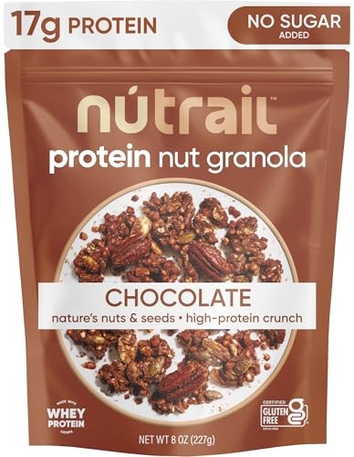 NuTrail 17g Protein Nut Granola Cereal, Chocolate No Sugar Added, 8 Oz.