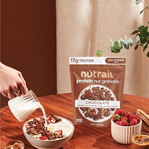 NuTrail 17g Protein Nut Granola Cereal, Chocolate No Sugar Added, 8 Oz.