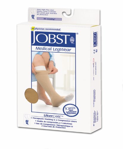 Jobst UlcerCare Knee-High Compression Stockings, Extra Firm 40 mmHg, Black, XL
