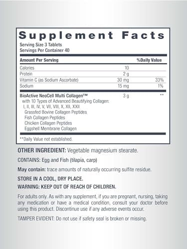 NeoCell Super Multi Collagen Peptides 120 Tablets 10 Types of Collagen Skin, Hair and Nails