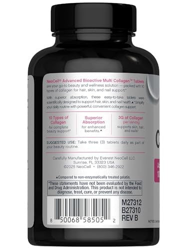 NeoCell Super Multi Collagen Peptides 120 Tablets 10 Types of Collagen Skin, Hair and Nails