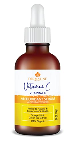 Dermaline Vitamin C Face Serum with Hyaluronic Acid & Jojoba Oil, Brightening & Anti-Aging