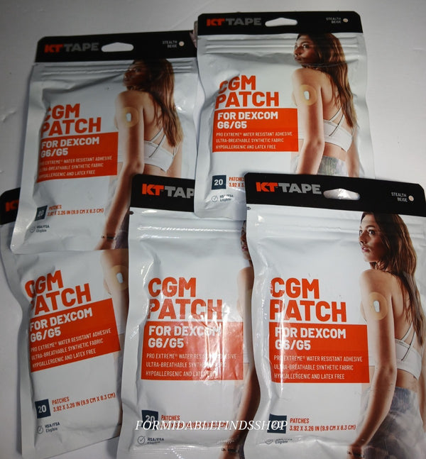 KTTape Patches for Diabetes Management, Dexcom G7, Beige, 10 Count