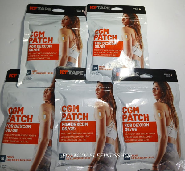 KTTape Patches for Diabetes Management, Dexcom G7, Beige, 10 Count